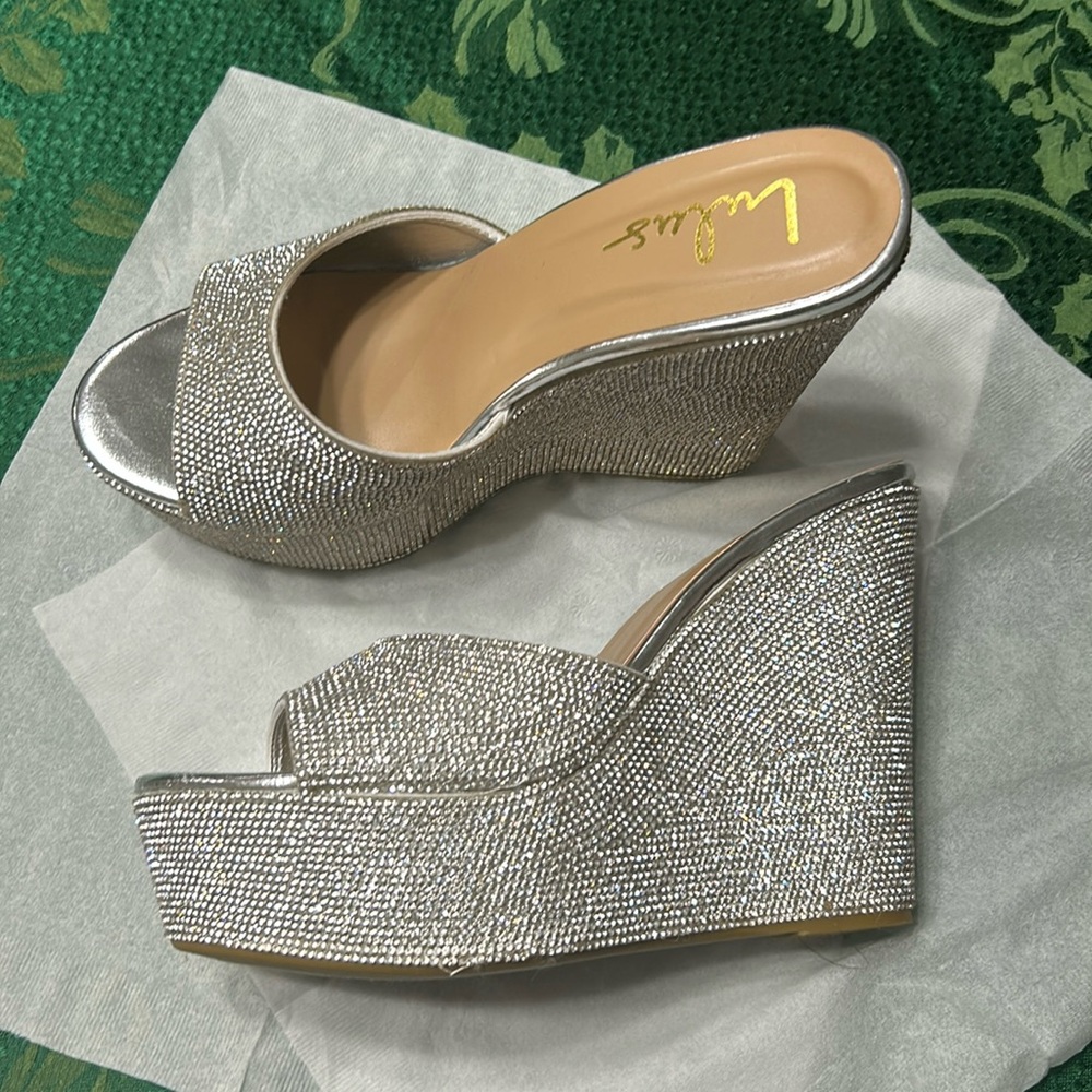 Lulu's Silver Platform Wedge Shoes